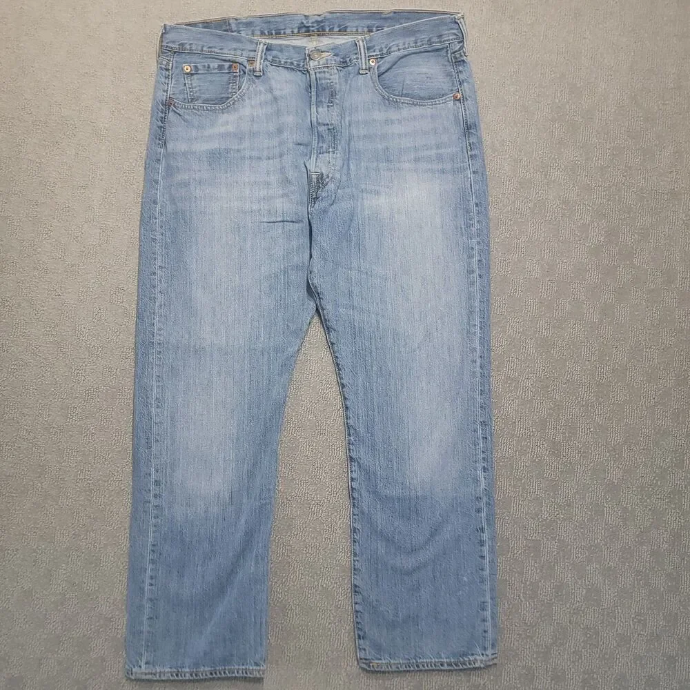 Levis 501 Original Fit Straight Leg Jeans Mens 38x29 Blue Denim Button Fly Pants